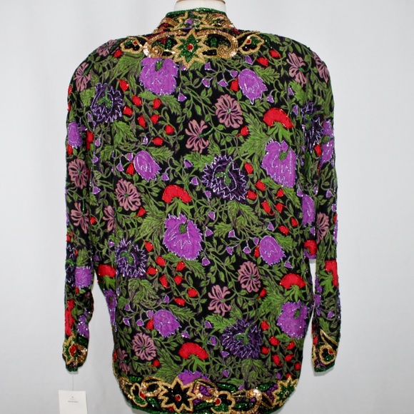 JASDEE VintageJacket DominSleeve HandWork Beading&Hand Printed OnSilk Style 2054 - Picture 2 of 2